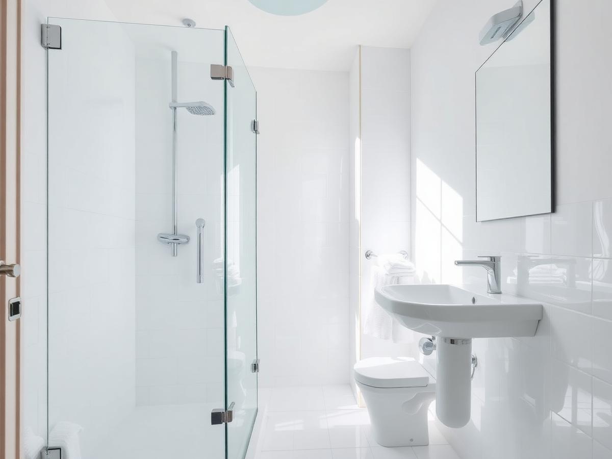 Clean, bright bathroom with folded towels in a San Antonio home