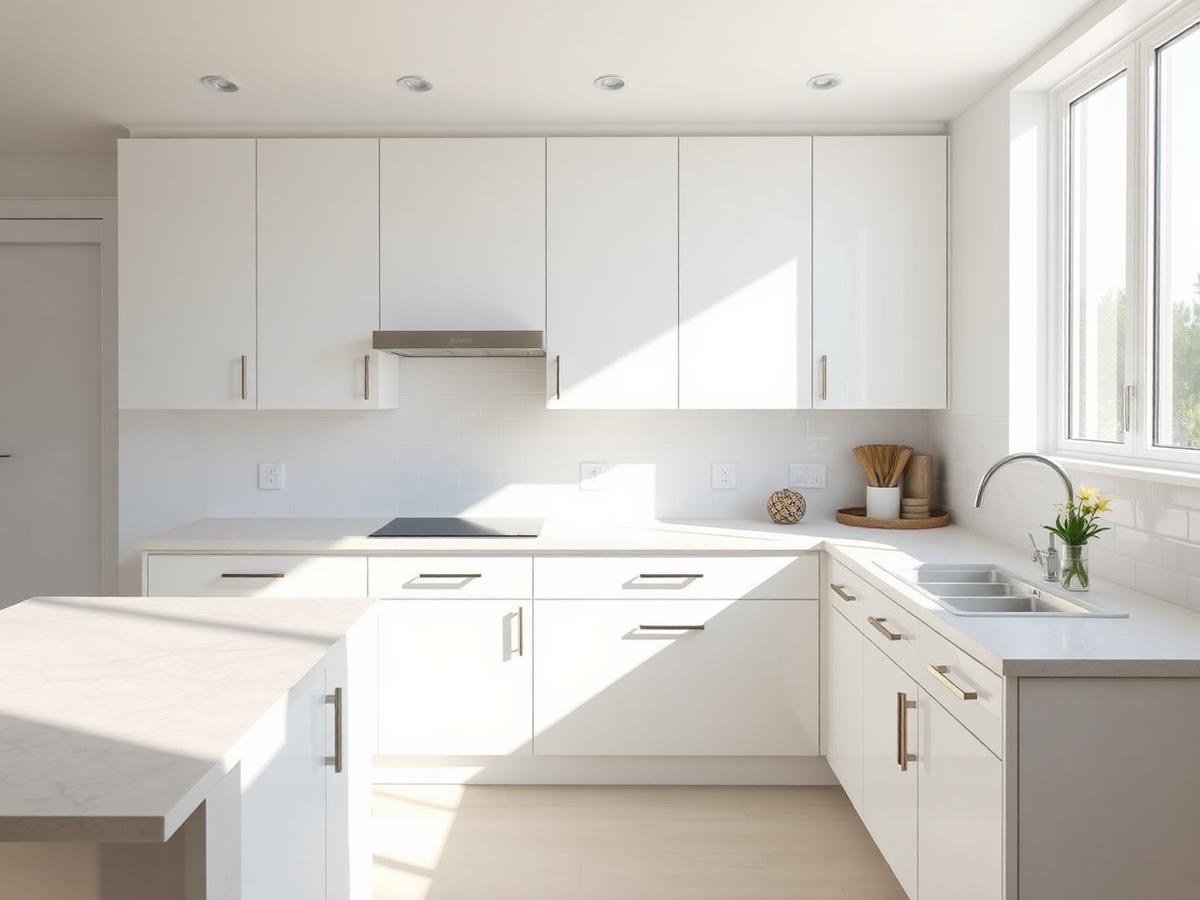 Clean white kitchen with tidy counters in a San Antonio home